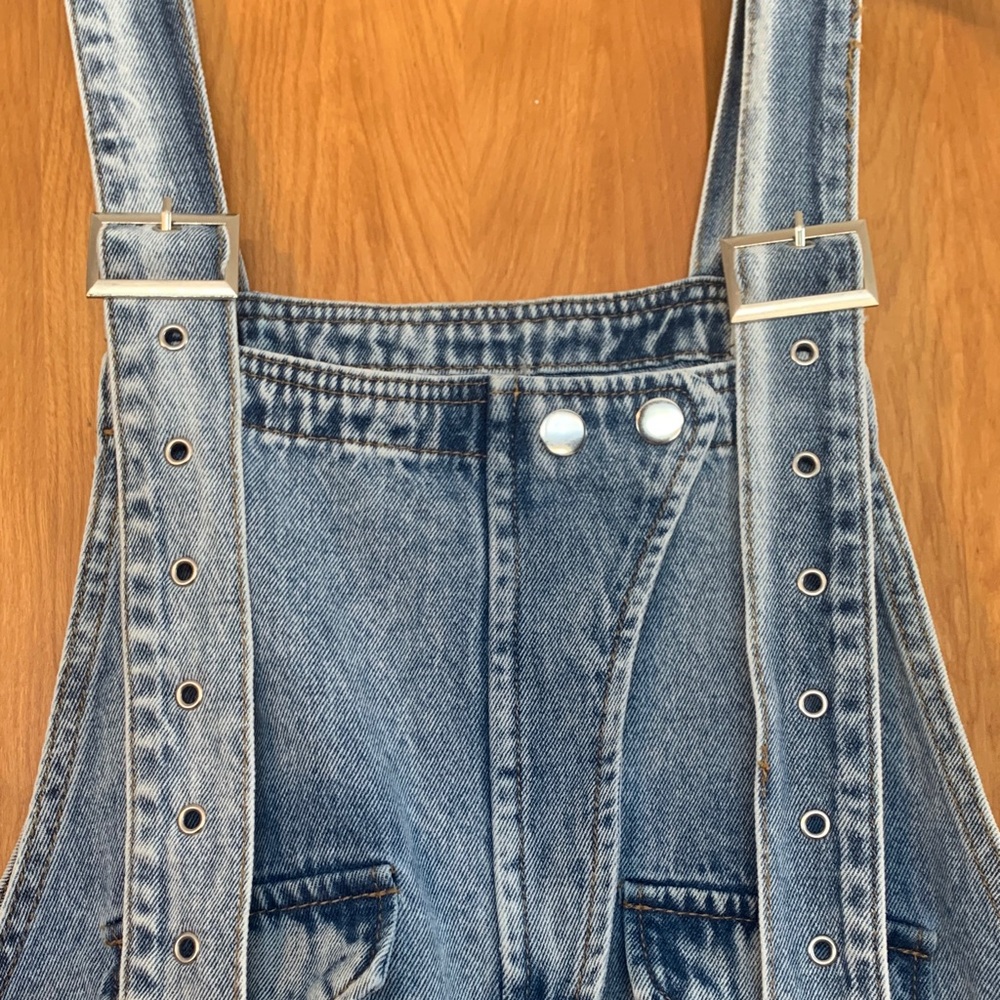 Acid Wash Balloon Leg Bib Overalls Western Streetwear Laid Back Boho Denim XL - Picture 5 of 9